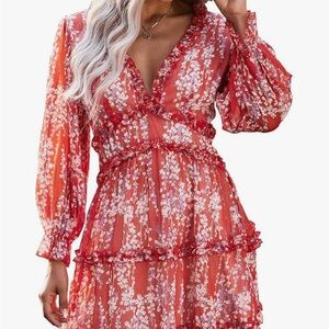 Floral Red Midi Dress